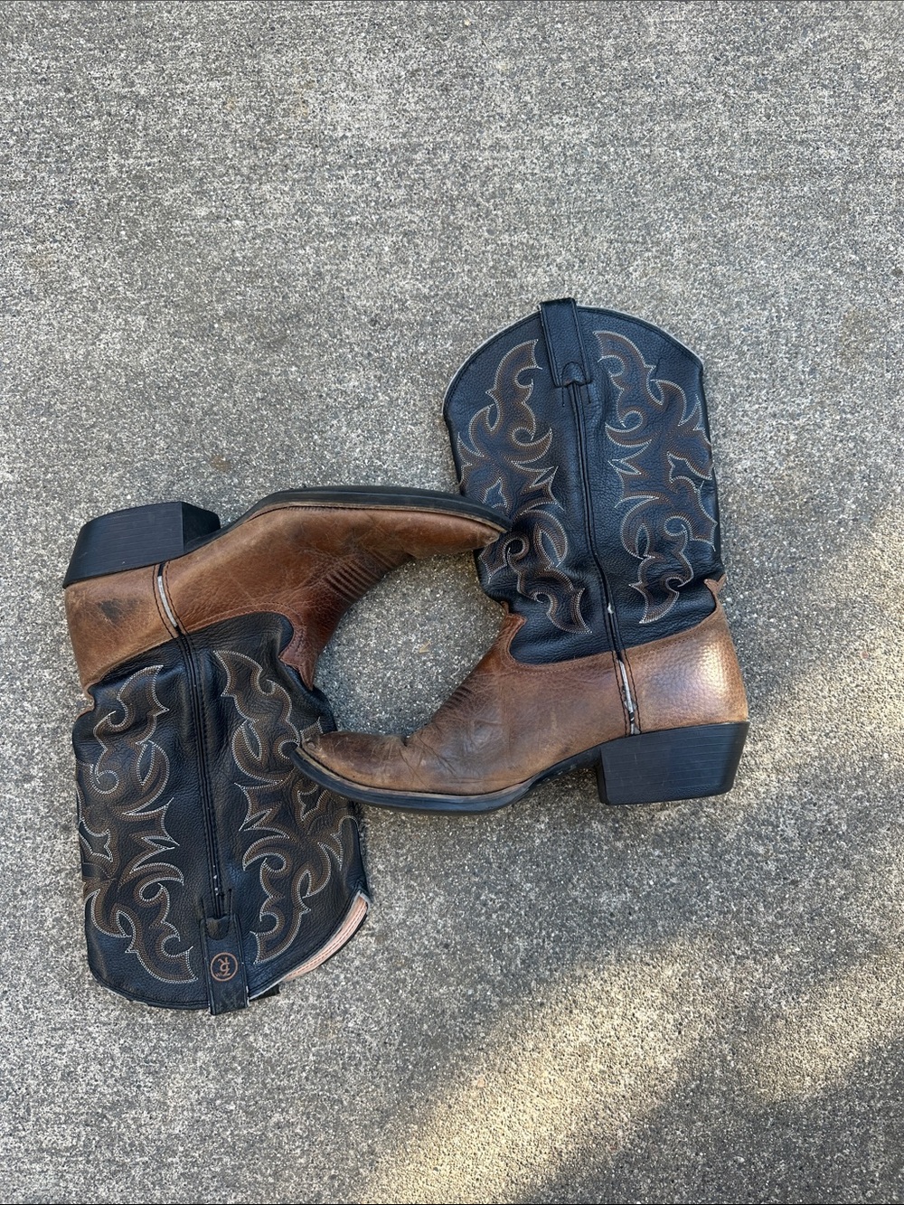Tony Lama SZ 12 D Brown Black Leather Cowboy Boots with Western style